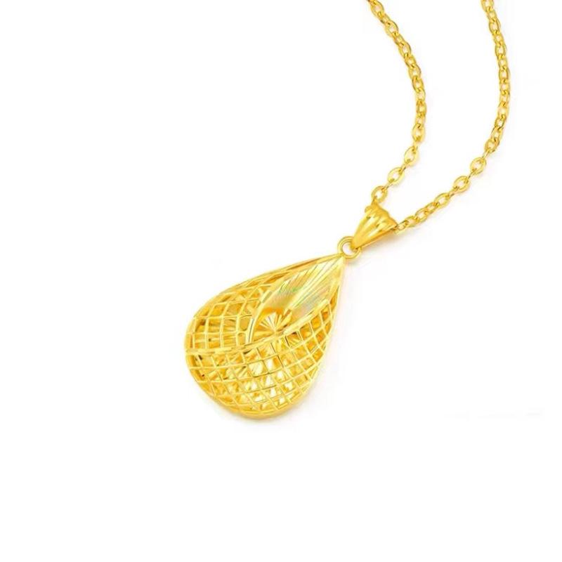 Vietnamese Gold-Plated Heart Water Drop Necklace: Seven-Color Brushed Design