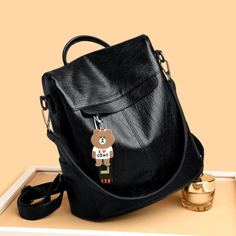 Rucsac mic de damă, de mare capacitate, cu mai multe straturi, din piele moale