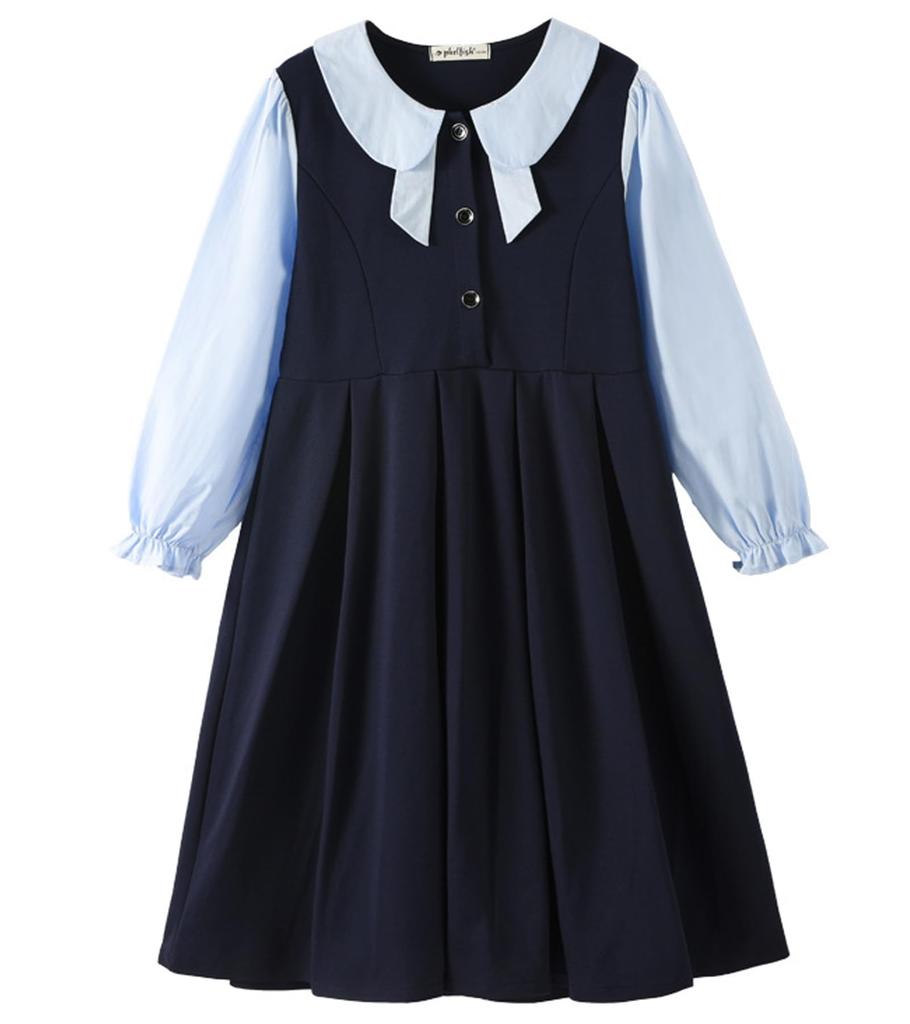 Dress for Layered Round Long Sizes Everyday School Entrance Ceremonies YY-Natuhi Girls, Style, T-Shirt, Collar, Sleeves, 120-170cm, Casual, Formal,
