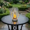 Courtyard Landscape Lighting Solar Flame Lantern, Garden Hanging Metal Outdoor Rust Proof Patio Decor Waterproof Lantern for Porch Yard Weather