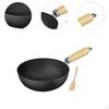 Patelnia Wok 7'' do gotowania na gazie płaskodenna niepowlekana do smażenia w ruchu dom i kemping
