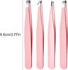 4 Pcs Professional Tweezers Set, Precision Tip for Eyebrows, Facial Hair, Splinter & Ingrown Hair, Gift for Men & Women Pink