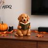 Book Lover Gift Reading Dog Figurine Cute Loving Puppy Sculpture for Bookshelf Animal Desk Ornament Nook Desk and Lovers Charming Shelf Decor