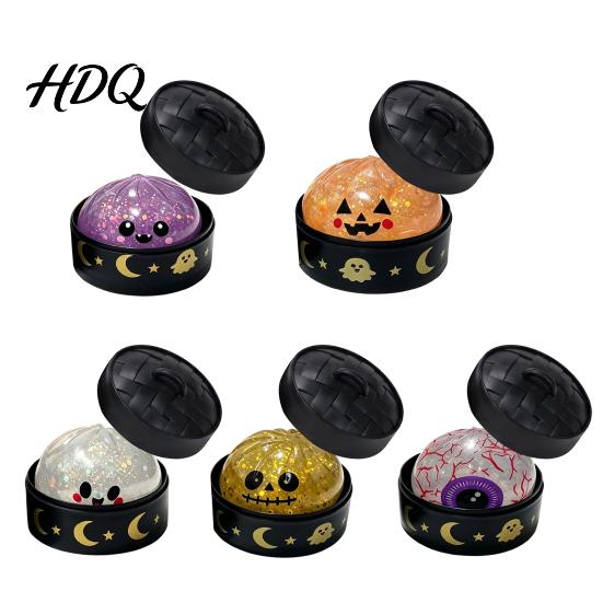 Sensory Fidget Toys for Stress Relief Halloween Bun Squeeze Toy with Steamer Ball Spooky Ghost Transparent Glitter Fidgets Calm Pumpkin Adults