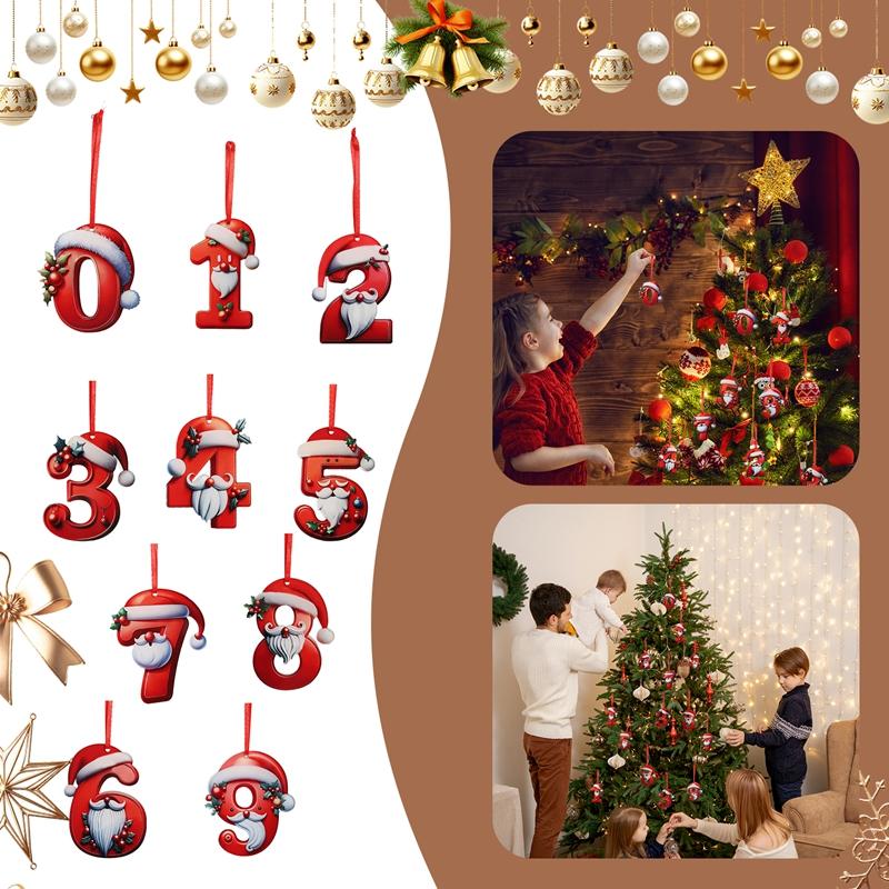 8CM Artificial Acrylic Christmas Numbers 0-9 Xmas Tree Hanging Ornaments for Home Party Decor New Year Gift 2025 Navidad