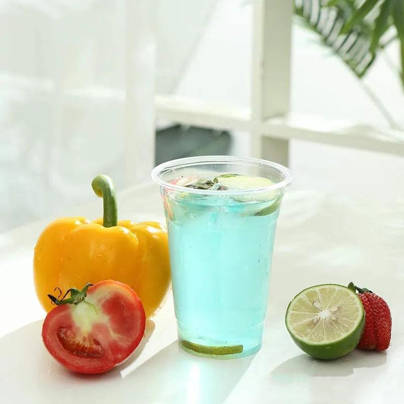 400ML  12oz 100 Cups TPE Plastic Coffee Cups Clear, Disposable Cups for Tea,smoothies Sodas and Mixed Drinks