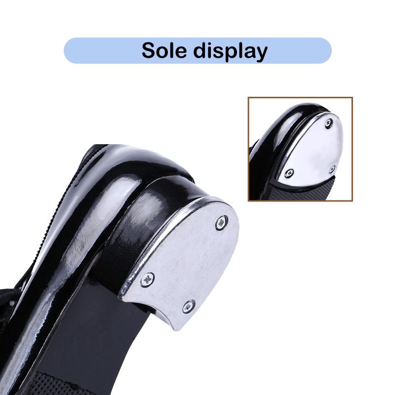 Scarpe da tip tap in vernice nera con suola dritta e lacci senza lacci per ragazzi e ragazze Scarpe da ballo con suola morbida da donna