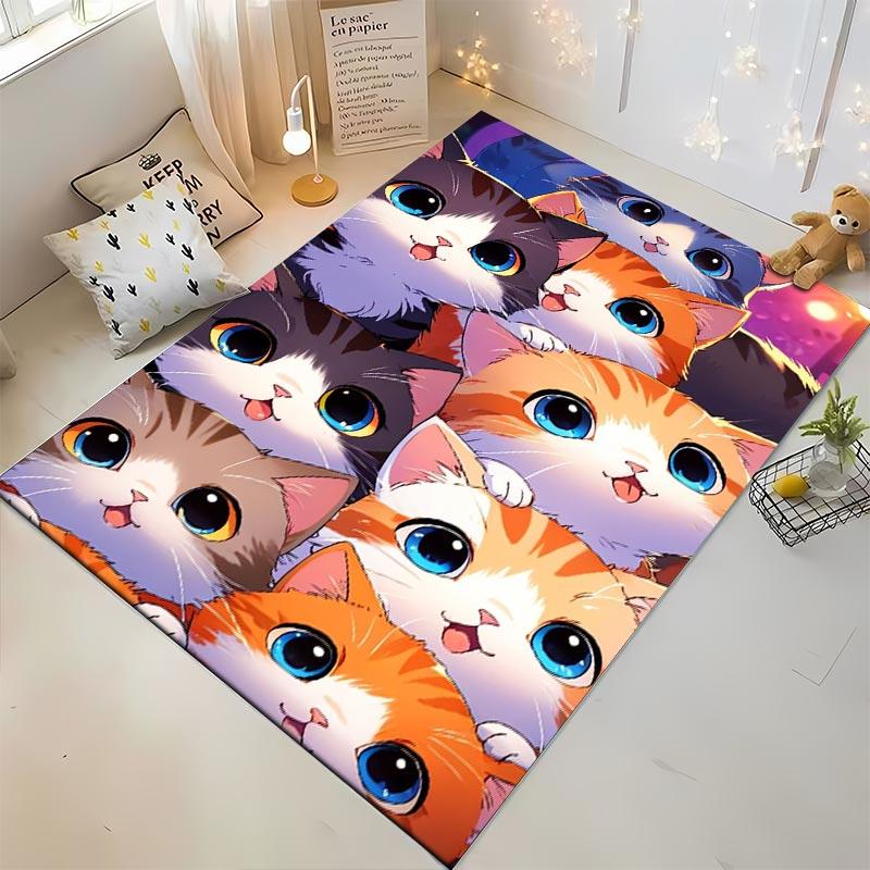 Cute Cartoon Cats Pattern Carpet for Living Room Home Decoration Suitable for Use As an Anti-slip for Living Room Bedroom Sofas