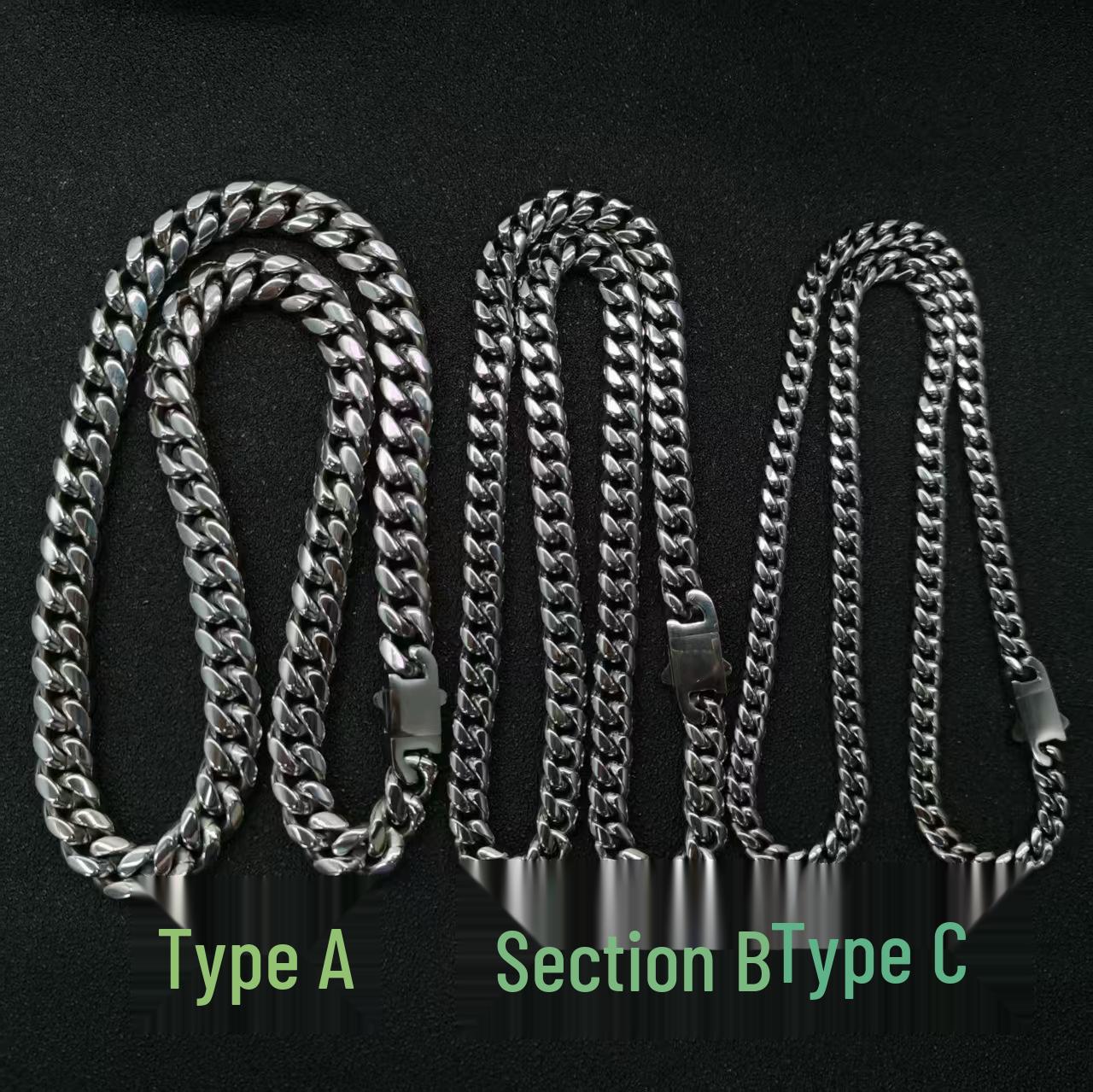 Men s Trendy European  American Cuban Stainless Steel Necklace
