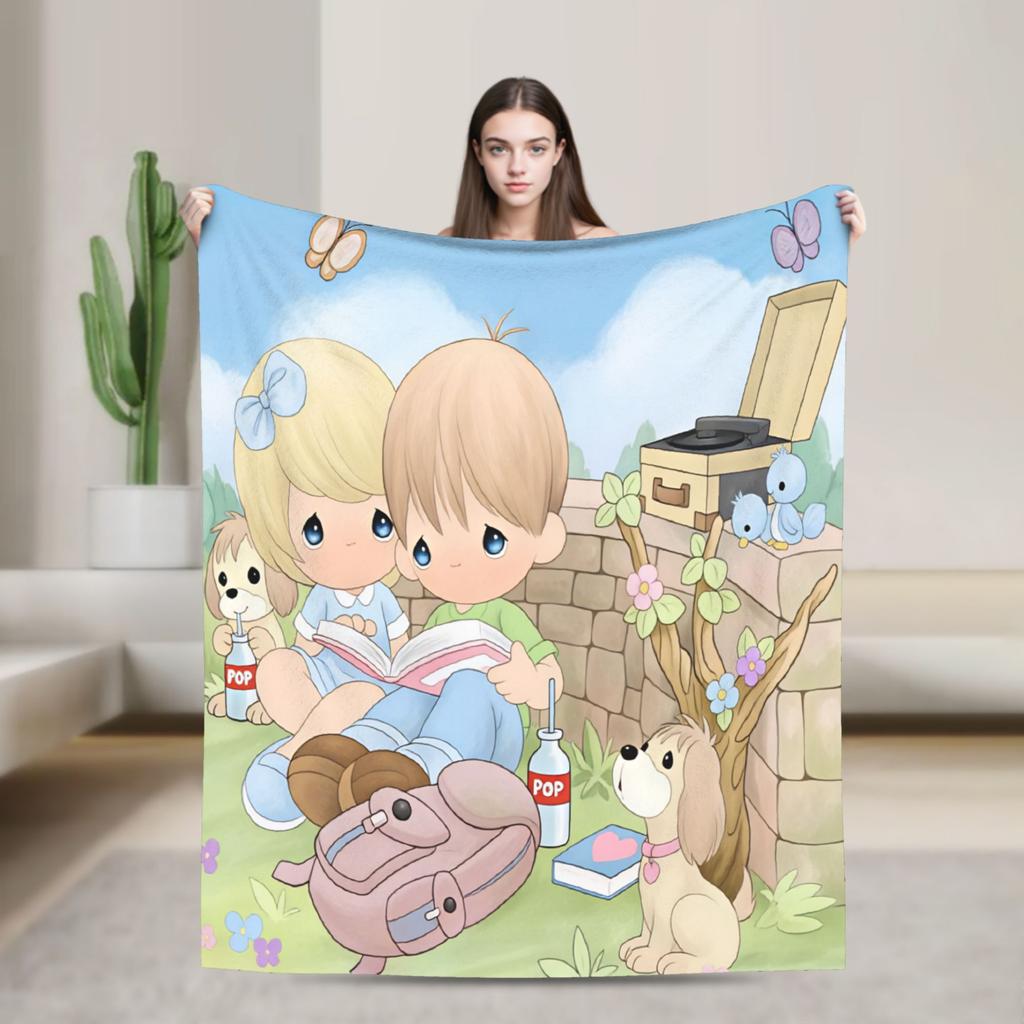 Precious Moments Blanket Picnic Flannel Bedding Throws For Couch Chair Sofa Bed Soft Warm Custom DIY Quality Bedspread Gift