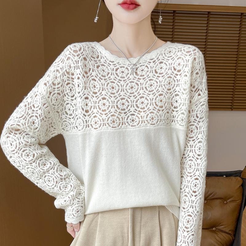 Женский кашемировый свитер Qinghe Cashmere 30% кашемир 70% шерсть Осень и зима Кашемировый пуловер Ручная работа Мягкий и теплый XL