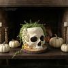 Vintage Style Planter Halloween Retro Skull Planter, Spooky Gothic Human Head Flower Pot, Creative Gardening Gift Skeleton Candy Bowl Decoration