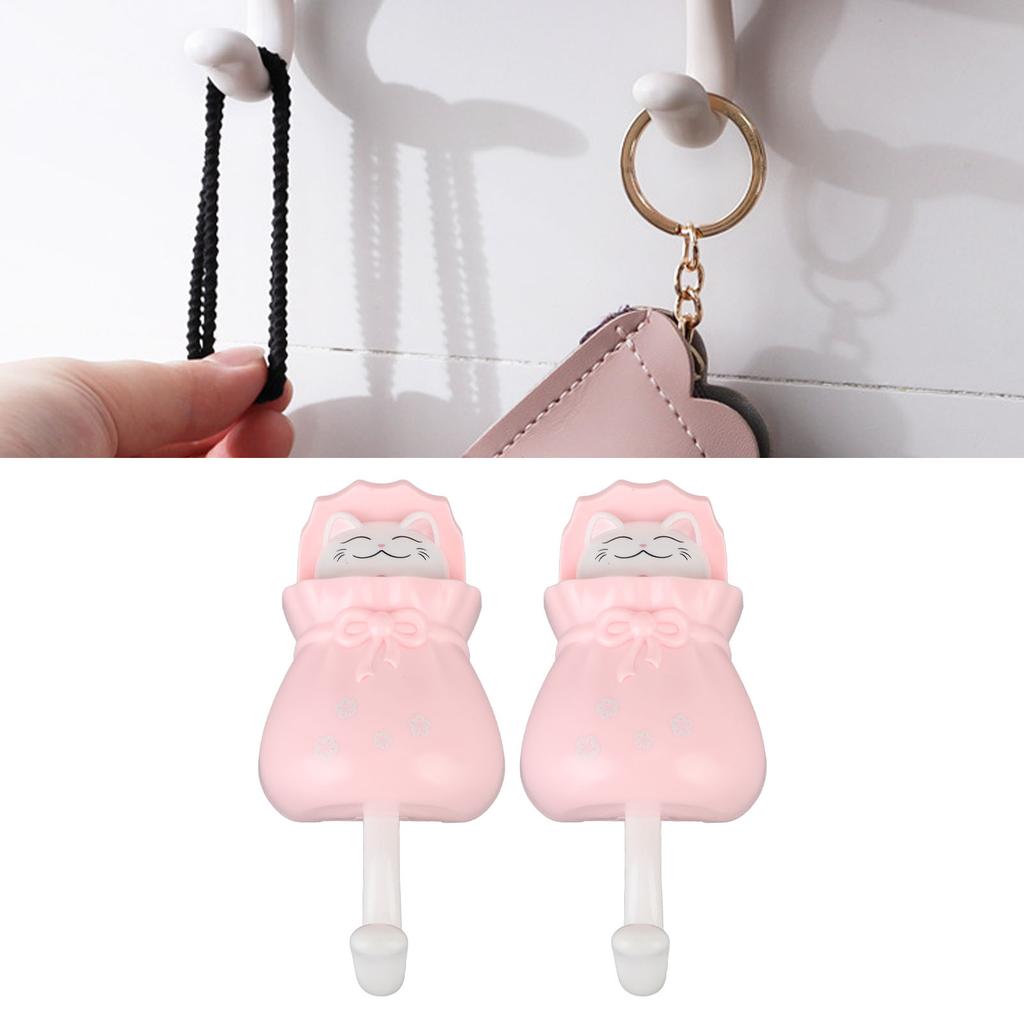 Cute Adhesive Hook Cartoon Cat Wall Mount Clothes Hanger Hook for Hat Coat Bag Towel