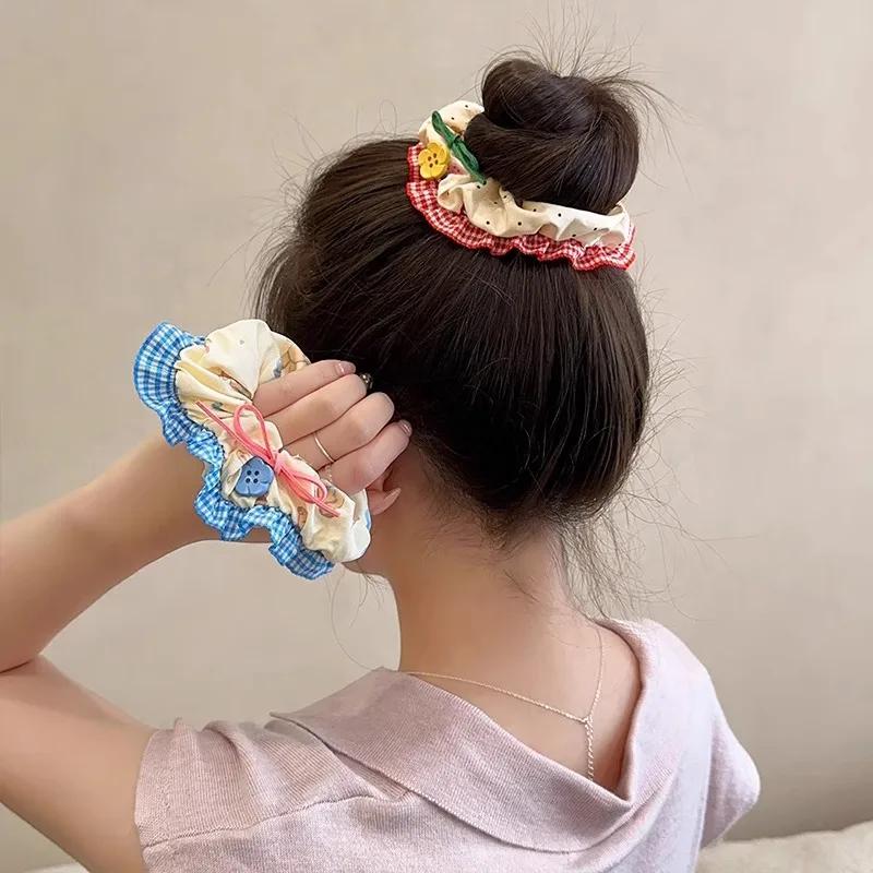New Women Lace Scrunchies Elastic Hair Band Ponytail Holder Tie Hair Hoop Scrunchy Rubber Band Girl Hair Accessories Headwear
