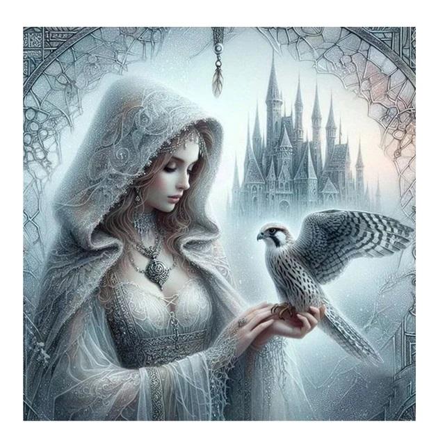 DIY Diamond Painting New 2024 Cross Stitch Kit Gothic Style Woman and Parrot Mosaic Diamond Embroidery Home Decoration