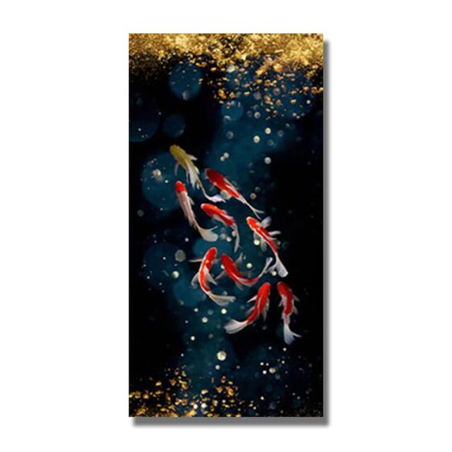 Koi Pesce Feng Shui Carpa Loto Stagno Tela Pittura Moderna Poster e Stampe Immagine di Arte Della Parete per Soggiorno Complementi Arredo Casa Cuadros