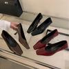 Single shoes 2025 spring women's French retro square head high heels women's thin heels high sense comfortable versatile Huizhou women's shoes