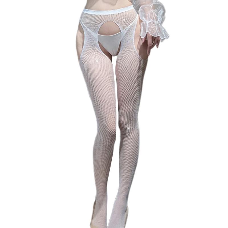 Suspender Pantyhose Rhinestones Fishnet Thigh High Stockings Hight Waist Tights Pantyhose Garter Belt Tights Hosiery