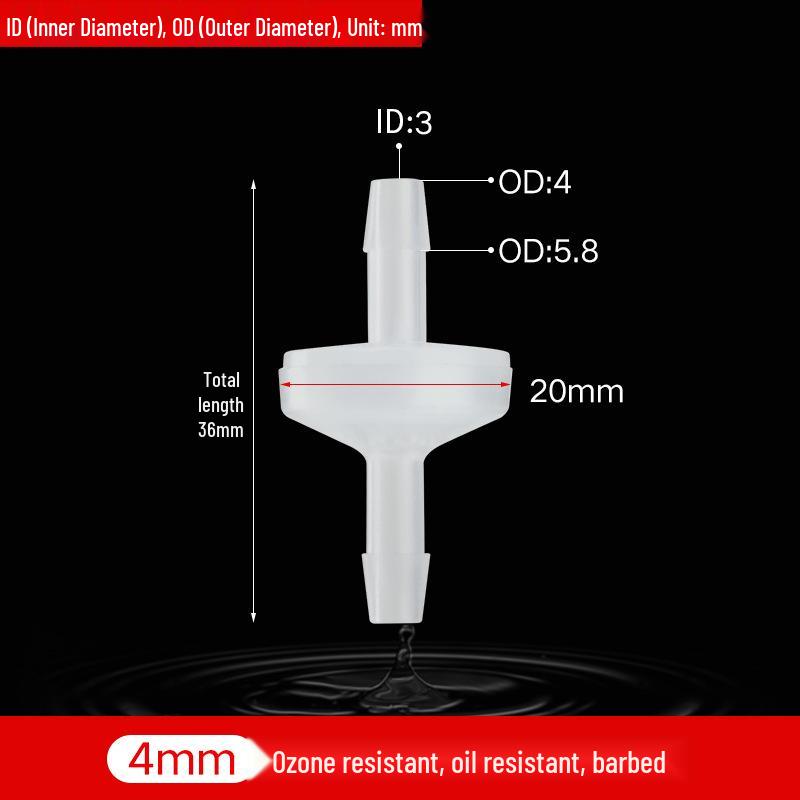 Innovator Mini One-Way Check Valve: Ozone & Oil Resistant, Prevents Backflow, Water-Stop Plastic Valve.