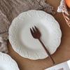 French Style Vintage Ceramic Plates 7.7 Inch Underglazed Colour Aesthetic Dinner Dish White Floral Pattern Relief Tableware