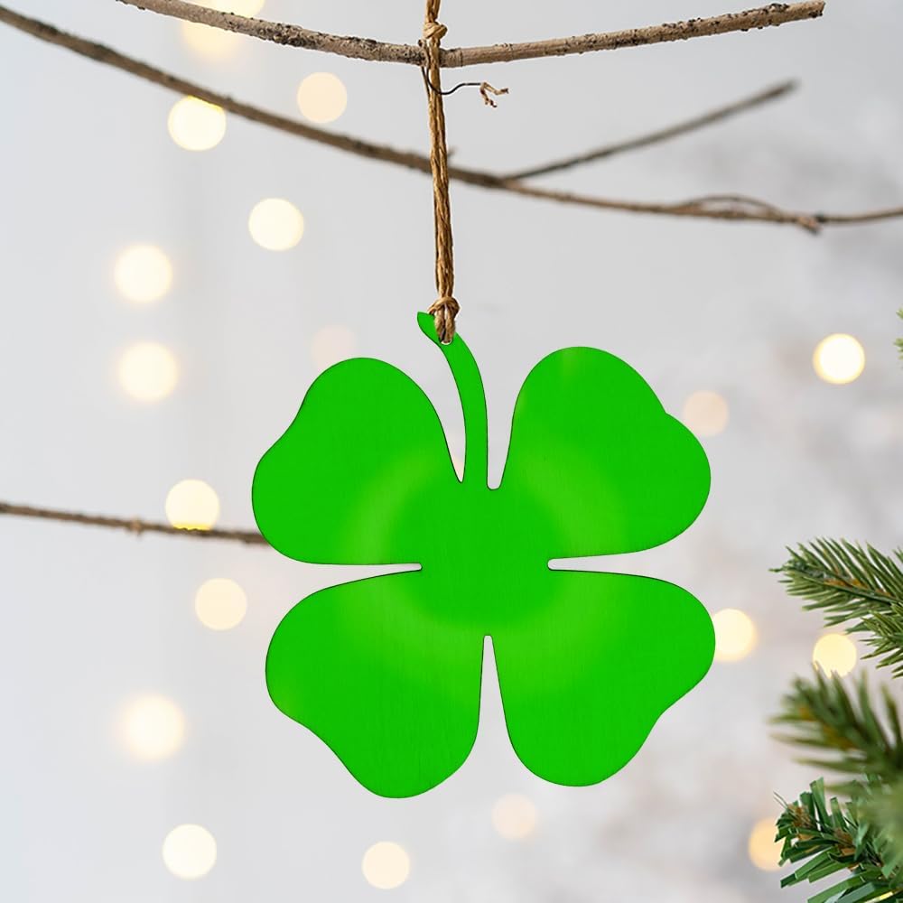 15 Pack 6 Inch Wood 4 Leaf Clover Cutouts Unfinished Shamrock Cutouts Wooden 4 Leaf Clover Hanging Ornaments Shamrock St. Patrick s Day Ornaments for
