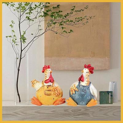 Zestaw Statuetek Kurczaka 2 Figurka Kurczaka Rękodzieło w Kształcie Kurczaka Dekoracyjna Miniatura Urocze Figurki Ogród Dekoracja Domu Wielkanoc Walentynki