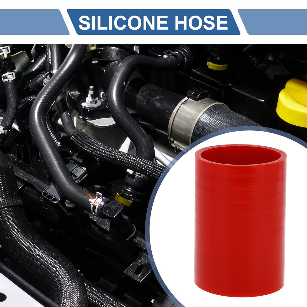 X AUTOHAUX Silicone Hose, Straight Silicone Tube, Red, Length 3.9 inches (100 mm), Inner