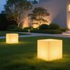Waterproof Solar Cube Stool with LED Light for Outdoor Decor