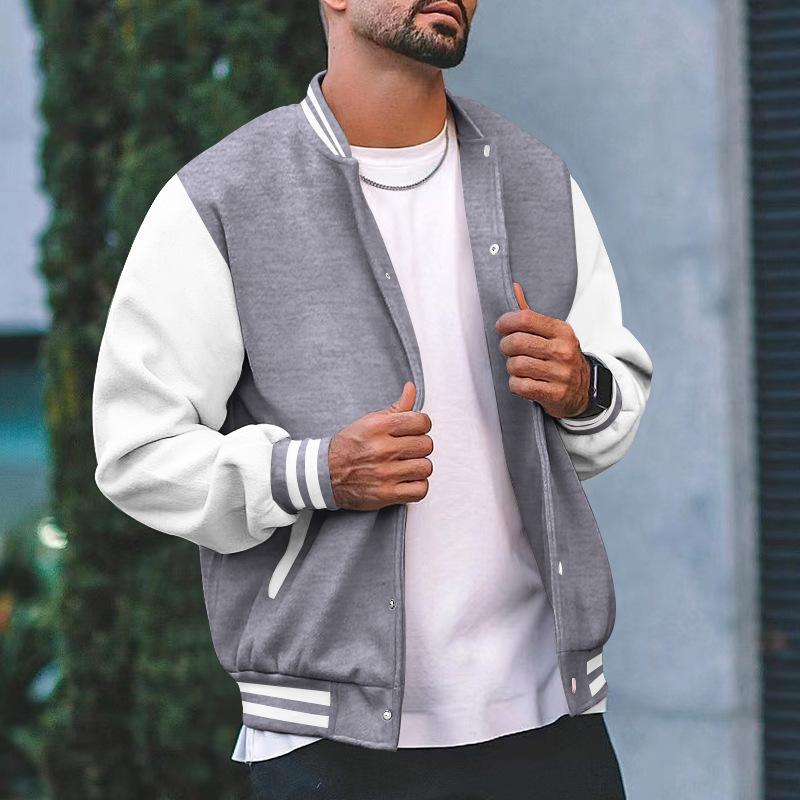 Pánská ležérní baseballová bunda s barevným blokováním, topy, letecká bunda, Evropa a Spojené státy, bunda