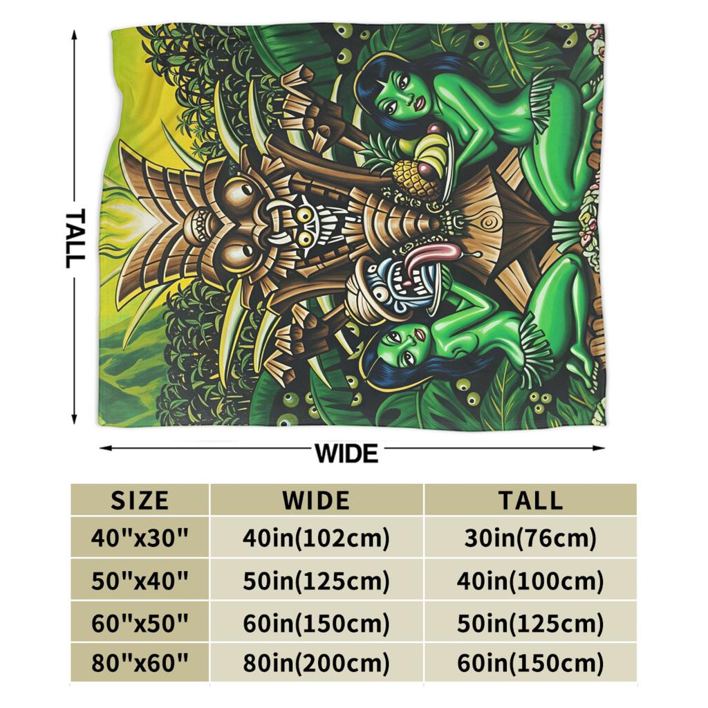 Psychedelic Tiki Totem With Hawaiian Hula Girls Art Blankets Quality Soft Bedding Throws Winter Child Couch Bed Bedspread