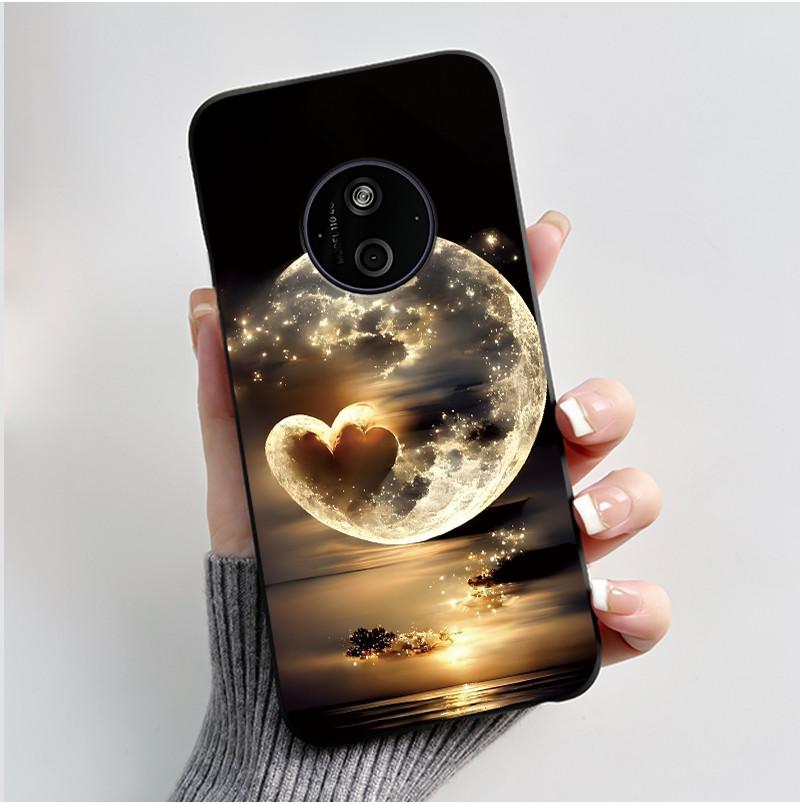 Phone Case For Nokia 125 HMD 110 4G 2024 Casing Luxury Cute Love Rabbit Funny Cartoon Black Matte Soft Silicone Shockproof Cover