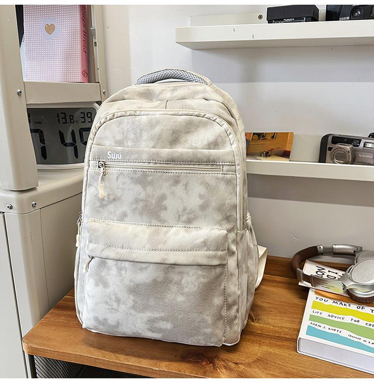 

New simple solid color backpack large capacity water-proof junior high school high school student schoolbag 15.6 inch travel backpack білий