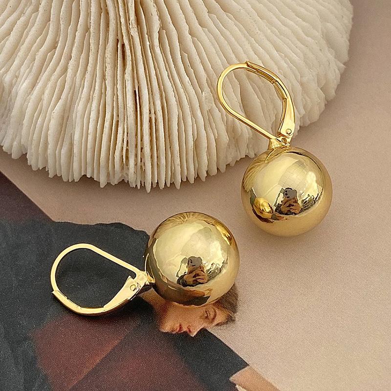 PONYKISS Sterling Silver Minimalist Round Bead Hoop Earring for Women Trendy Geometric Fine Light Luxury Accessories