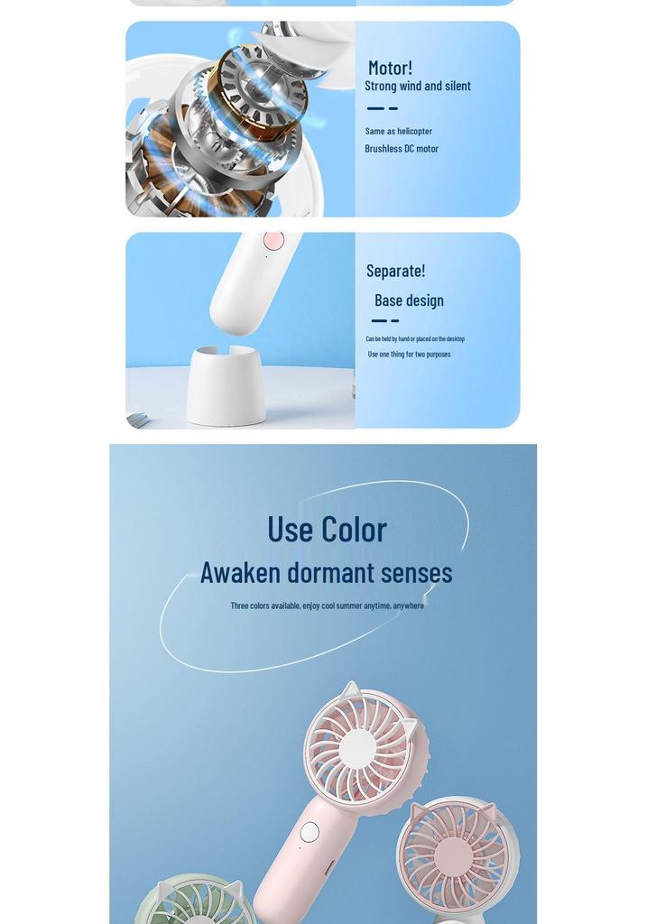 Rechargeable Portable USB Handheld Fan for Baby, Dorm, Outdoor, and Gift Use