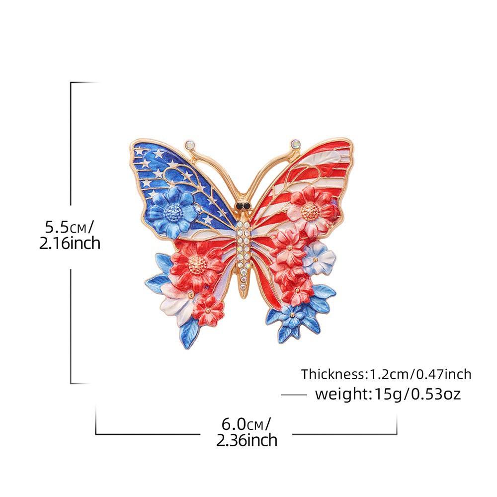 Butterfly Shaped Commemorative Pin Featuring Floral and Striped Pattern with Star Accents for 250th Anniversary Celebration of United States
