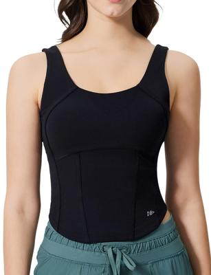Yvette Camisole Sports Bra with Removable Boned Sports Yoga Tank Size Black Women's Cups, Wireless, Quick-Drying, Body-Contoured Design, Design,
