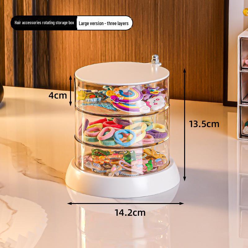 

Многослойная вращающаяся шкатулка для хранения украшений - органайзер для аксессуаров для волос с защитой от окисления