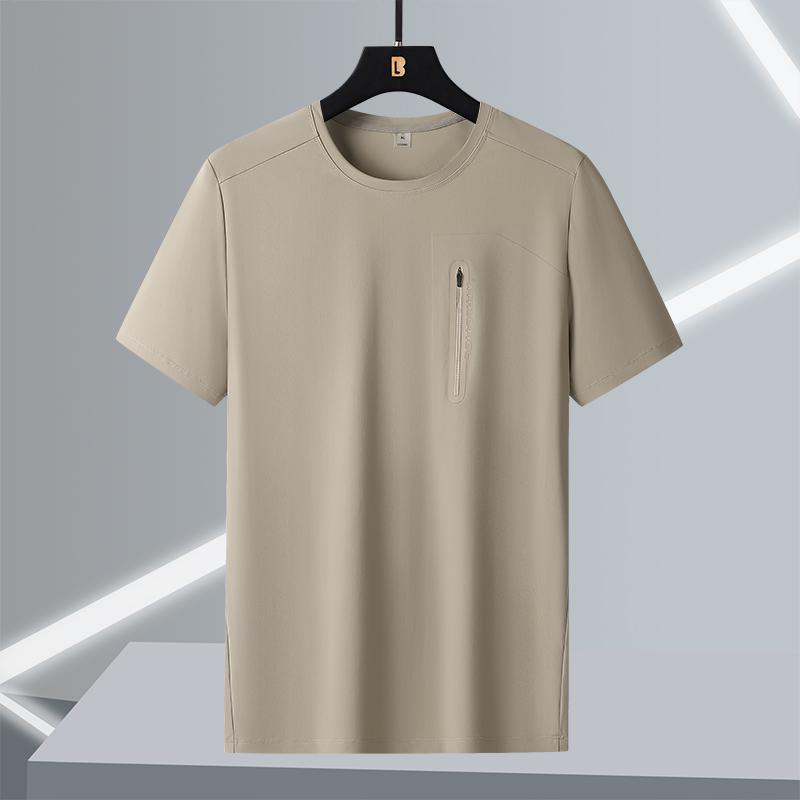 T-shirt Men's Short-sleeved Ice Silk Large Size Round Neck Quick-drying Stretch Short-sleeved T-shirt L-7XL
