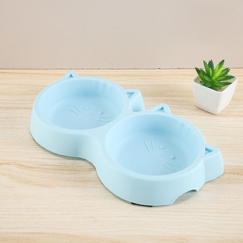 Cat-Shaped Anti-Tip Integrated Pet Bowl with Neck Protection