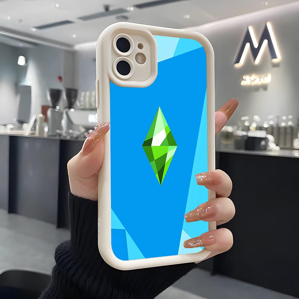 Игровой чехол S-Sims для IPhone Air 17 Pro Max 16 E 15 14 Pro Max 13 12 11 Mini Plus Мягкий силиконовый Белый чехол iPhone 15