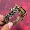 Tiger's Eye Cuff Bracelet Copper Wire Wrapped Bangle Flower Bangle Handmade Adjustable Cuff Bracelet Gemstone Copper Jewelry Gifts for Women