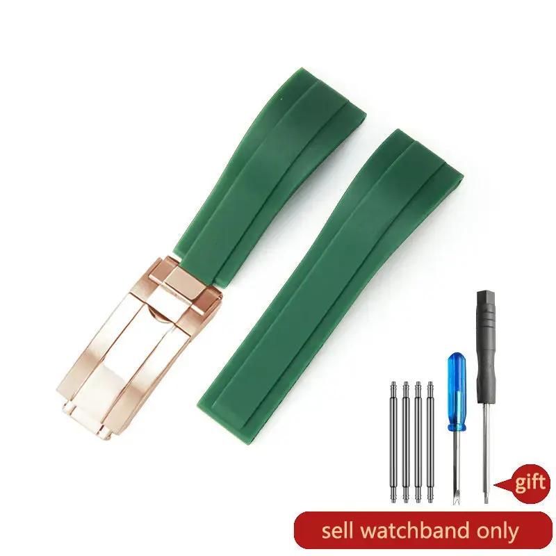 Paski do zegarka Daytona Yacht Log Czarny Zielony Water Ghost Zakrzywione zakończenie 20mm Silikonowy Wypukły Interfejs Czerwony Niebieski Pasek do zegarka