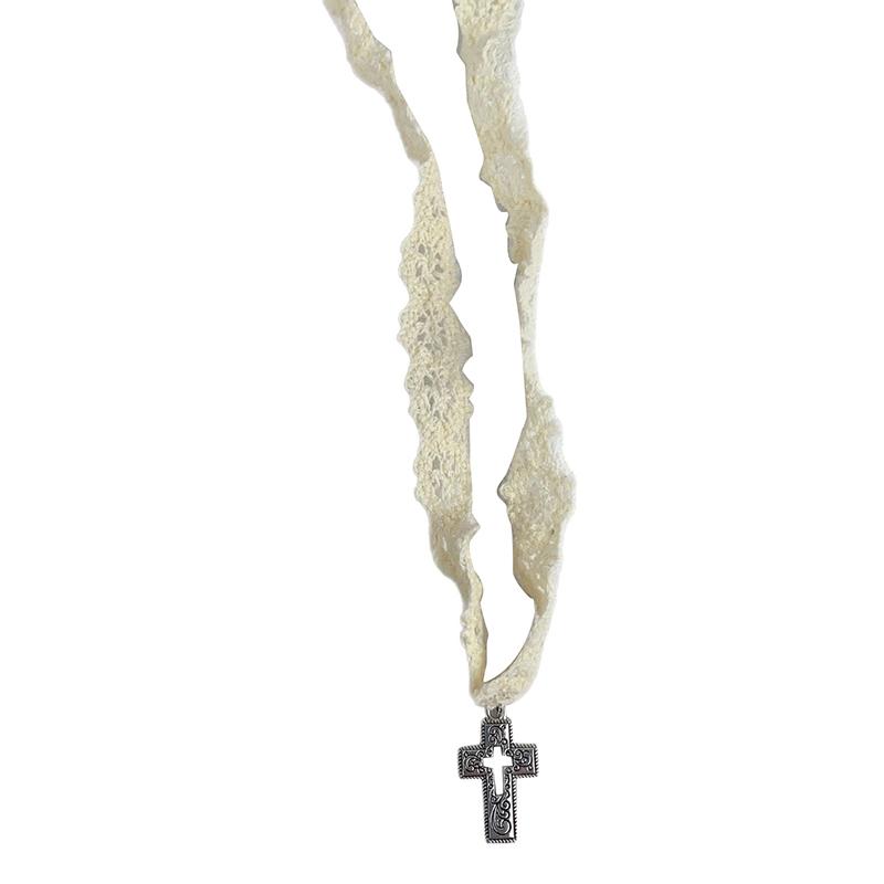 

Hollow Cross Lace Strap Choker Necklace Sweet Cool Clavicle Chain Jewelry For Women Girls
