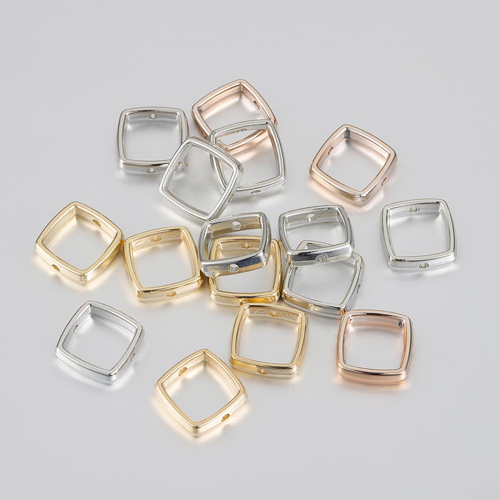 50pcs Two Hole CCB Square Love Heart Frame Spacer Beads DIY Necklace Bracelet Earrings Connectors Pendants Jewelry Accessories