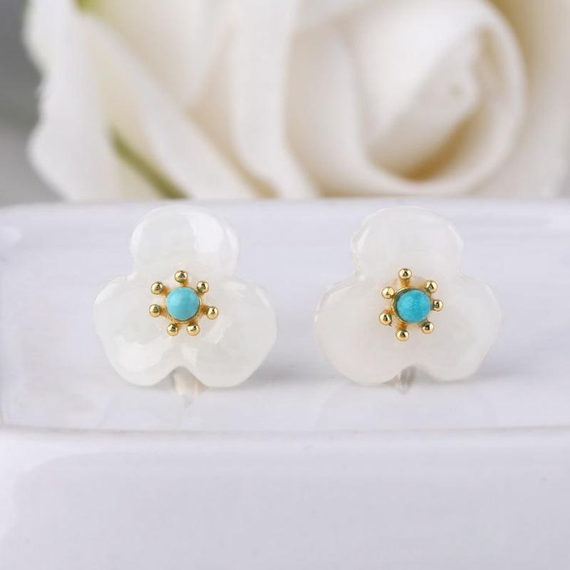 Tancise 925 Sterling Silver Jade Zirkon Náušnice Visací náušnice pro ženy Dárky na svatbu