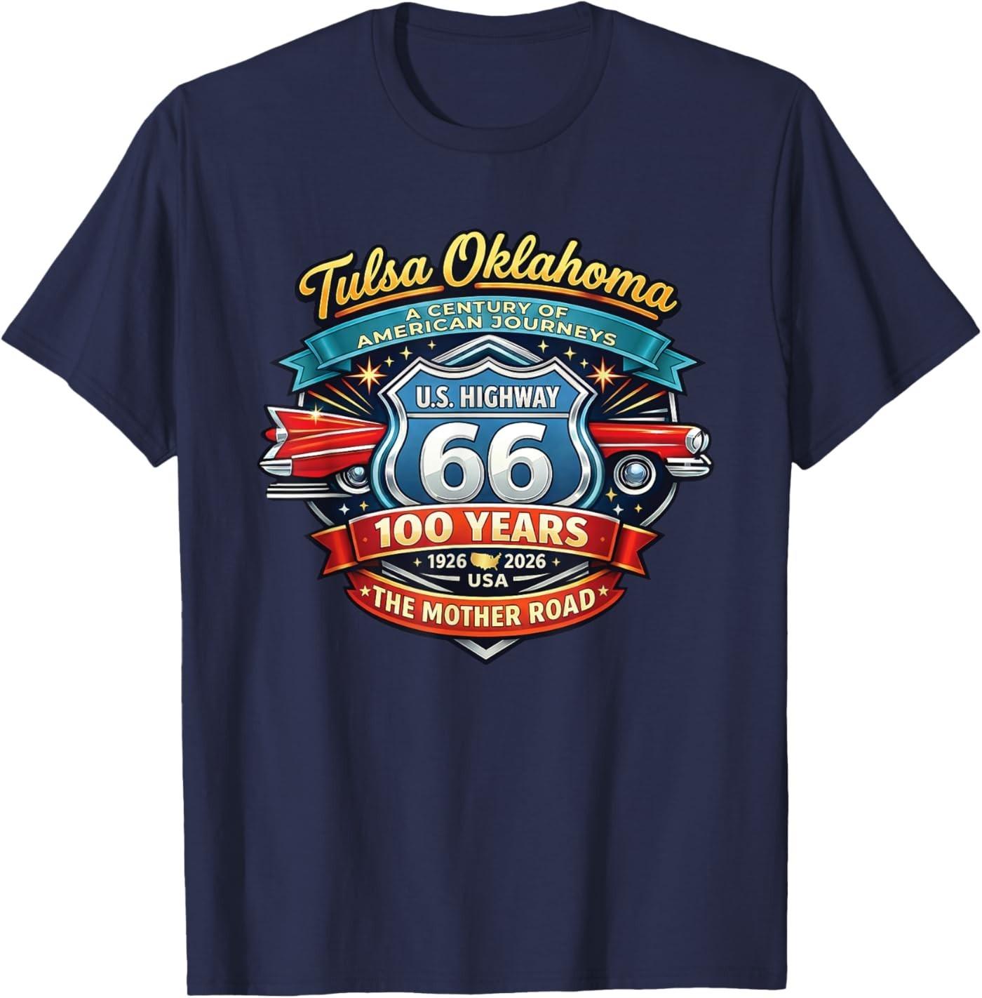 

Tulsa Oklahoma U.S. Highway 66 100th Anniversary T-Shirt 5XL різнокольоровий