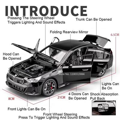 1:24 Scale i5M60 XM Toys Models Cars Alloy Diecast Rubber Tires Miniature Vehicle with Light Sound Car Kids Children's Day Gifts