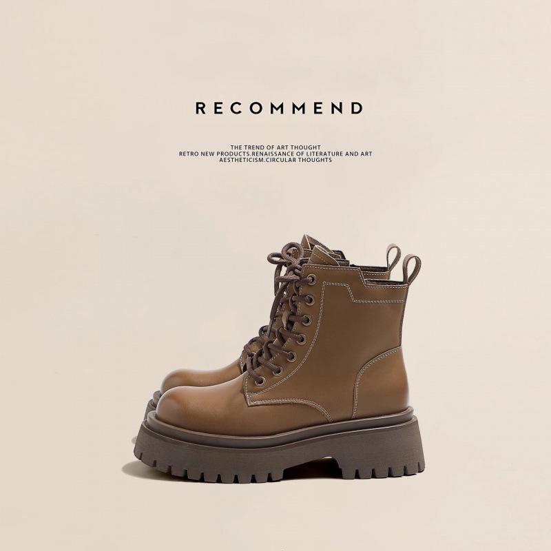 High-Quality 6CM Thick Sole Martin Boots for Women – Autumn 2025 British College Style, Four-Season Wear, Short Boots