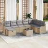 9-piece Garden Sofa Set with Beige Cushions Poly Rattan 3359039