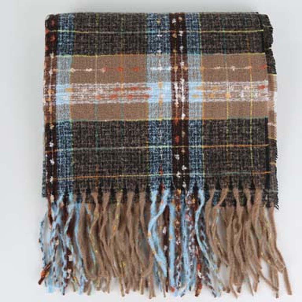Soft Plaid Knitted Scarf Classic Women Thickened Scarf Gifts Long Tassel Neckscarf  Spring
